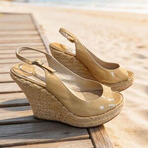 JIMMY CHOO ADULT WEDGES YELLOW SIZE 37 (6) WOMENS